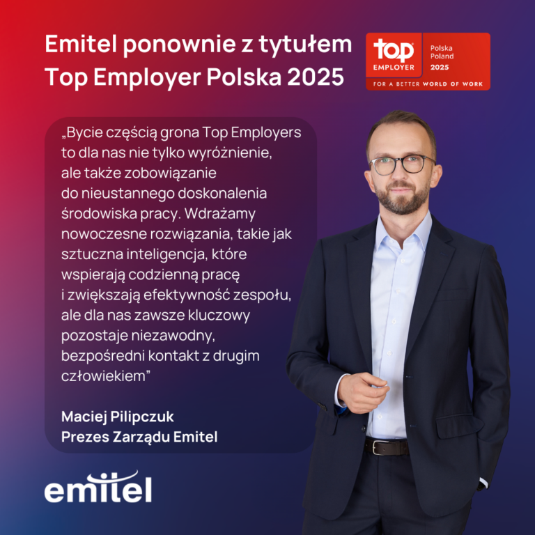 Emitel ponownie z tytułem Top Employer Polska 2025 - Emitel